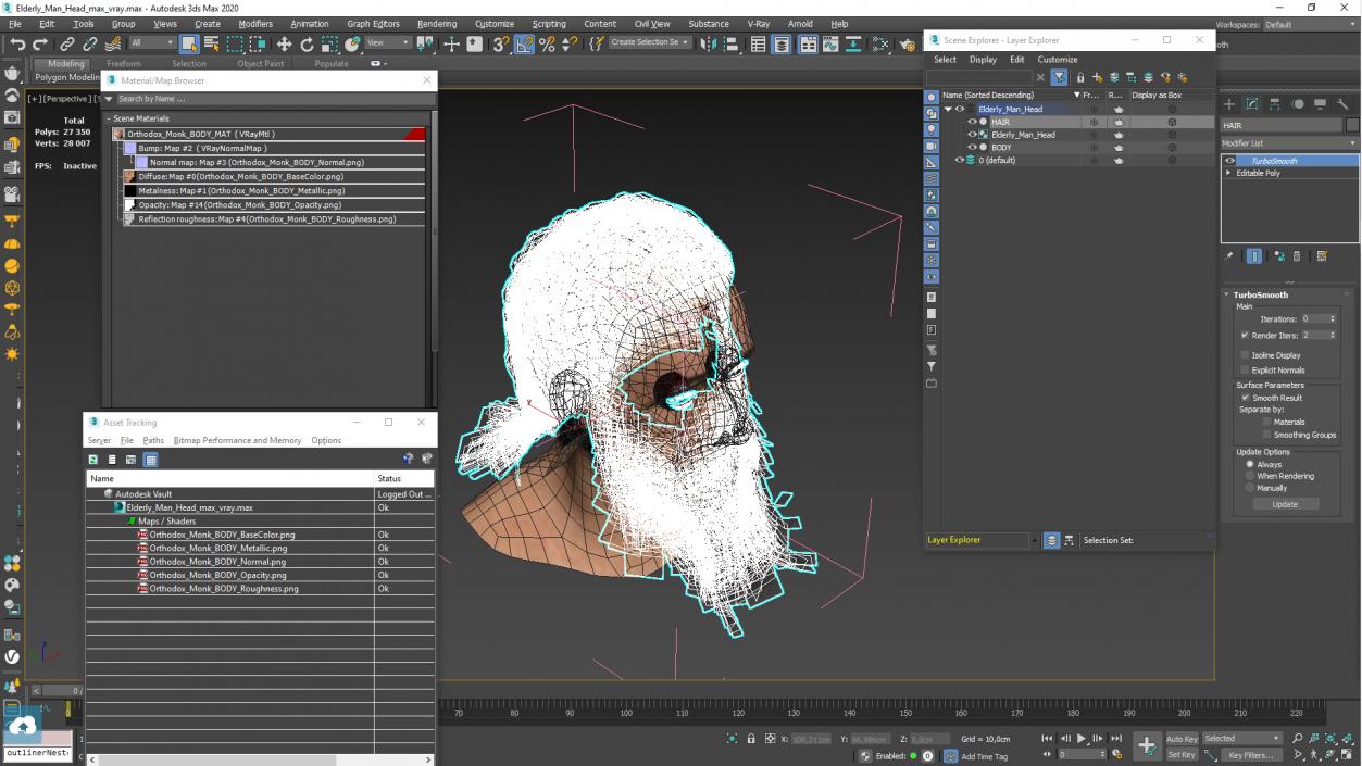 3D Elderly Man Head 2 model