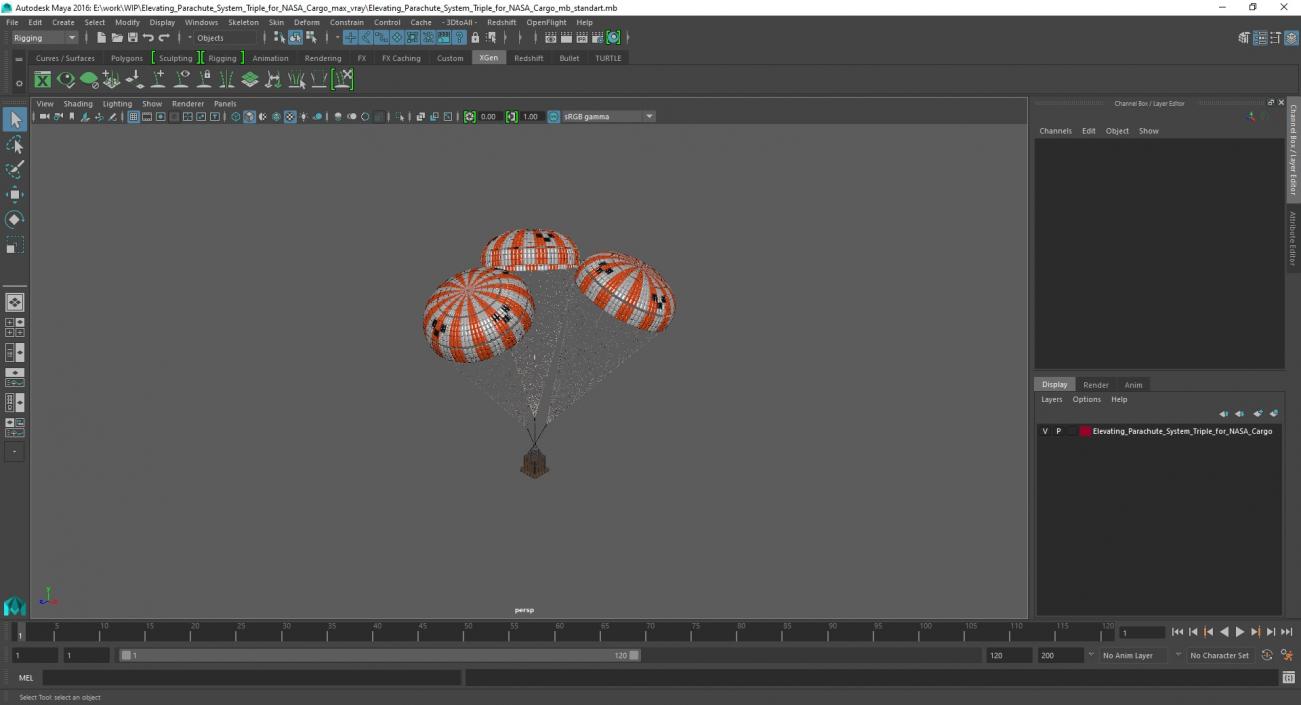 3D model Elevating Parachute System Triple for NASA Cargo 2