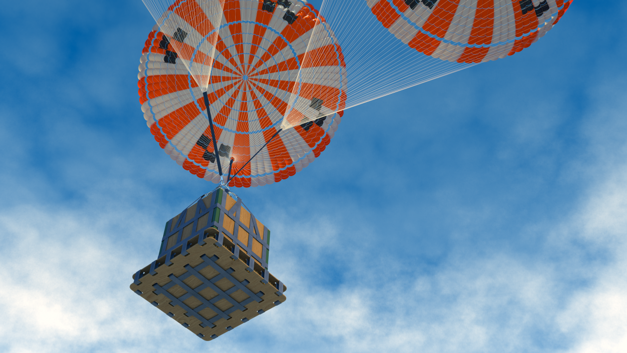 3D model Elevating Parachute System Triple for NASA Cargo 2