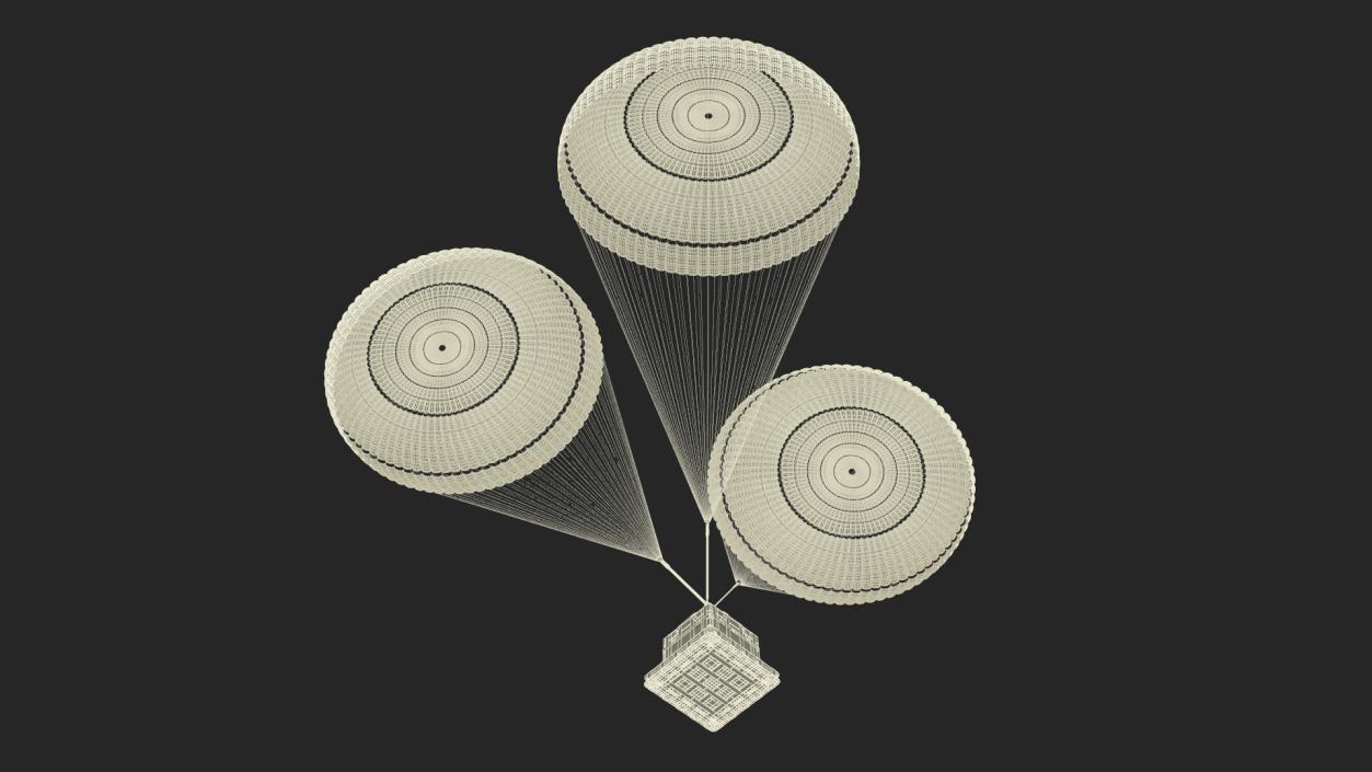 3D model Elevating Parachute System Triple for NASA Cargo 2