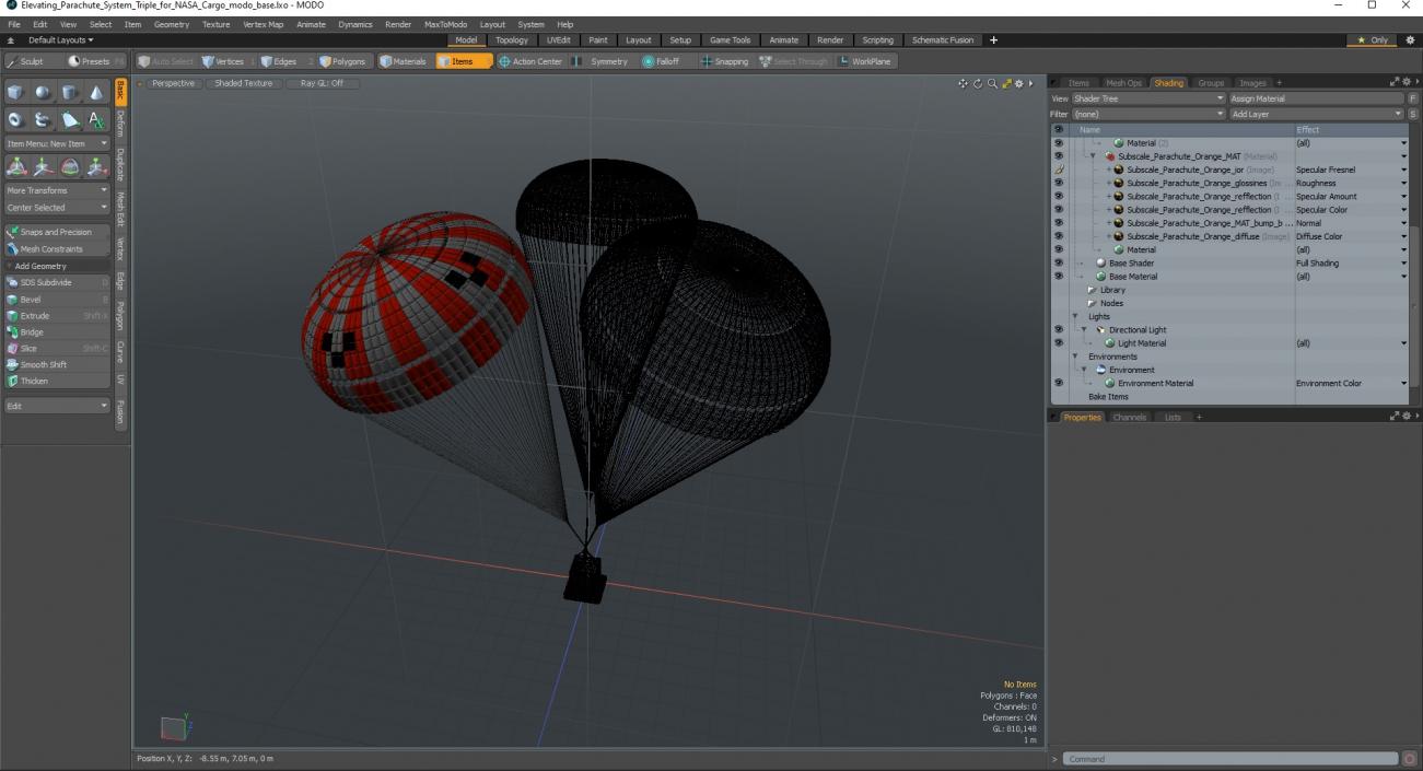 3D model Elevating Parachute System Triple for NASA Cargo 2