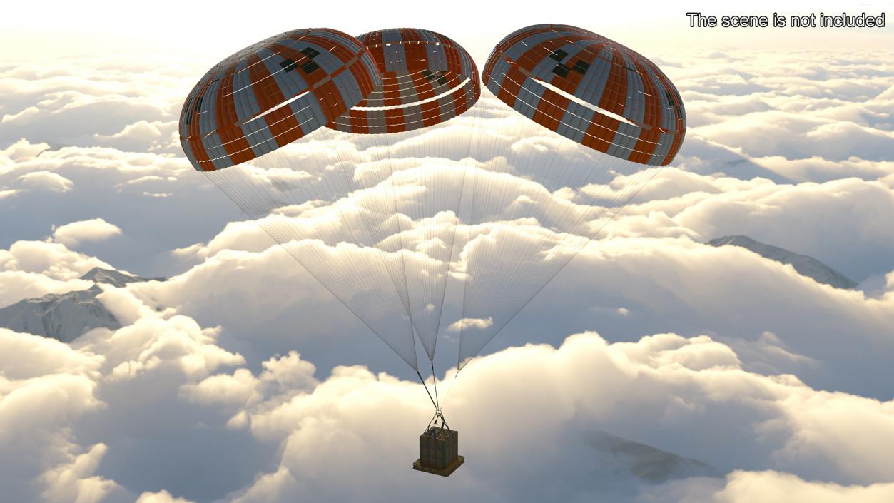 3D model Elevating Parachute System Triple for NASA Cargo 2