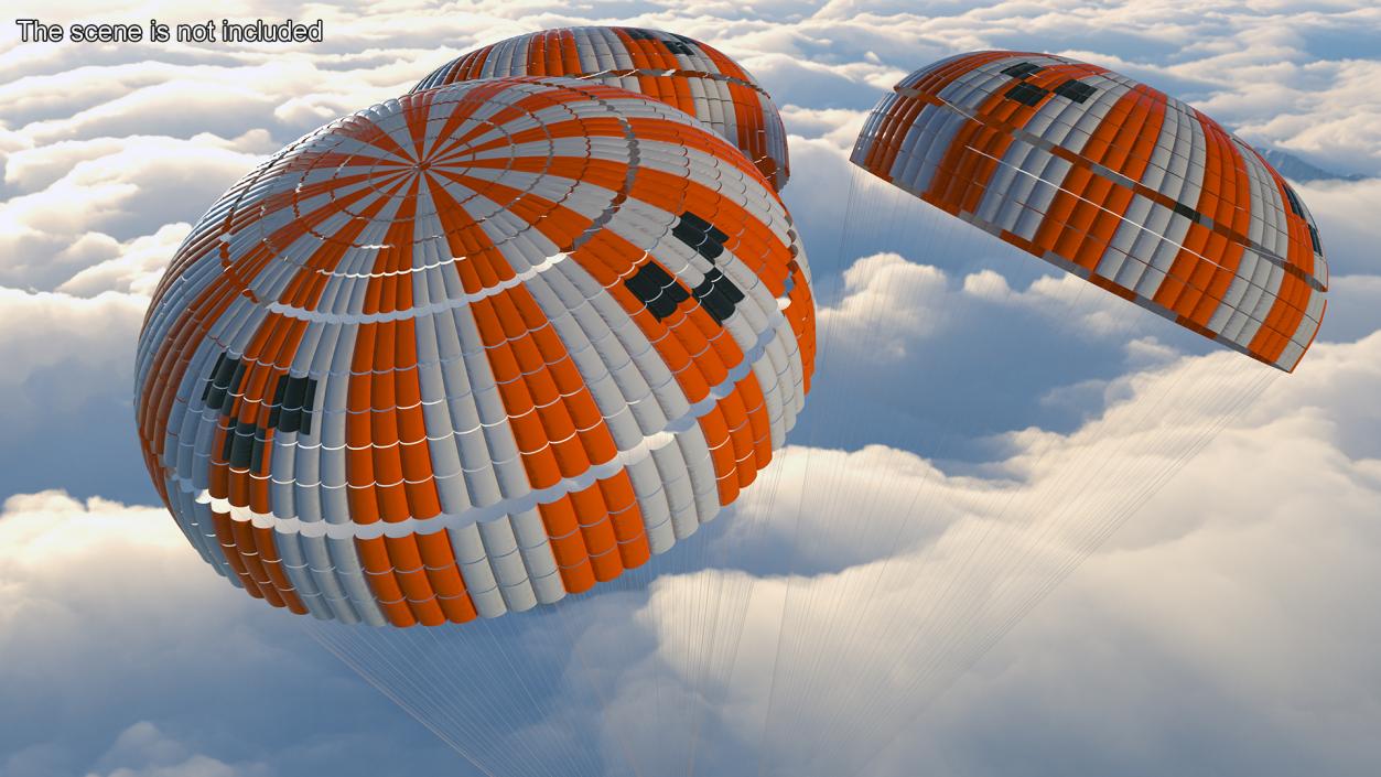 3D model Elevating Parachute System Triple for NASA Cargo 2