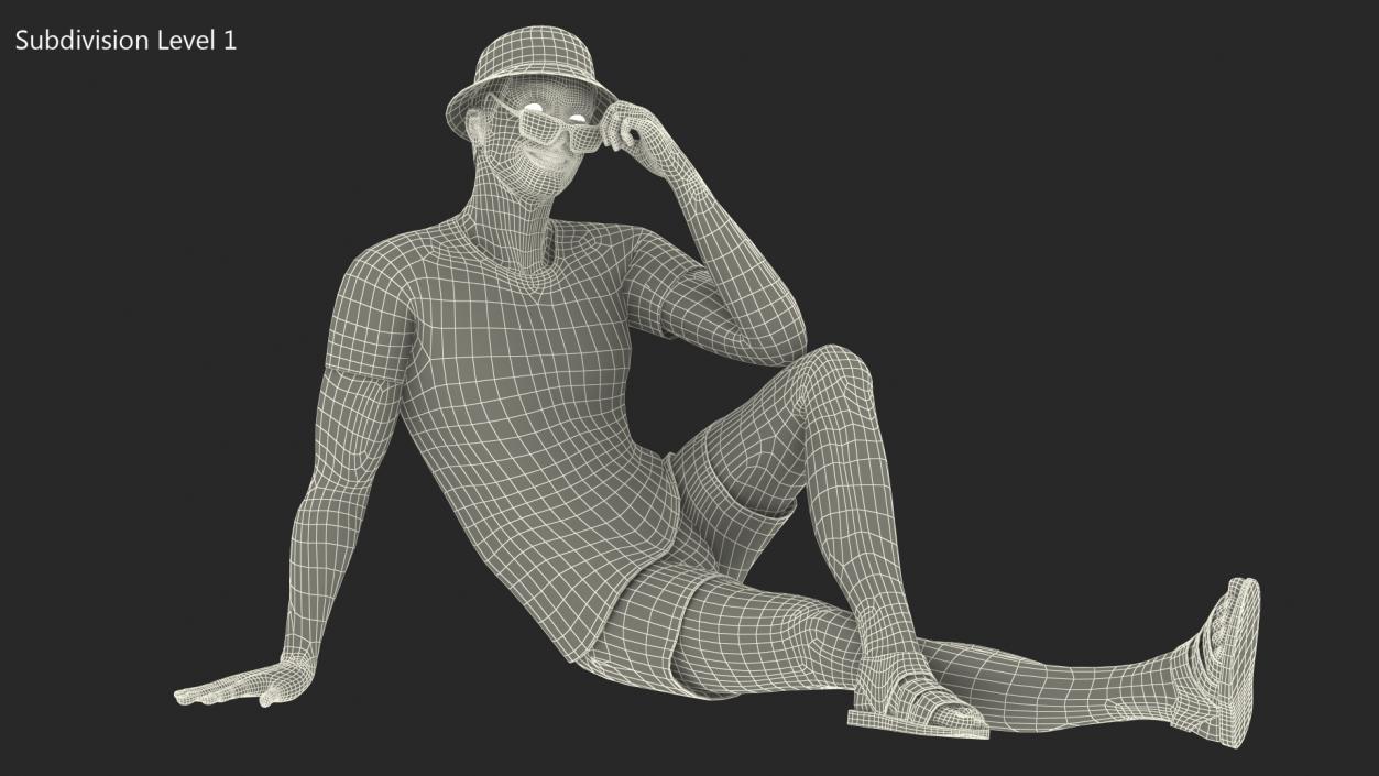 3D model Teen Boy Swimwear Sitting Pose