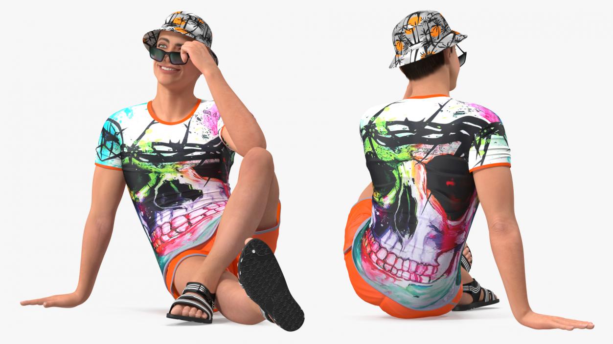 3D model Teen Boy Swimwear Sitting Pose