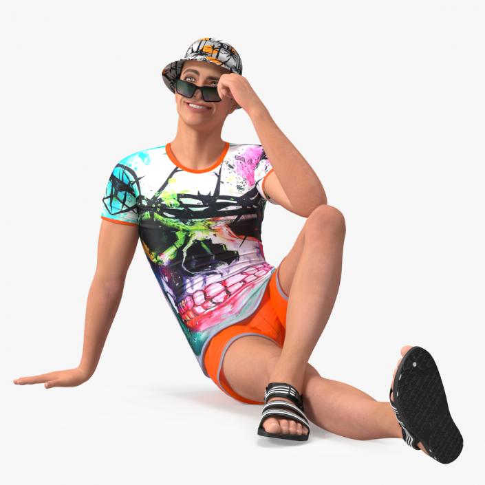 3D model Teen Boy Swimwear Sitting Pose