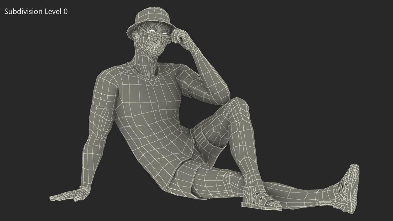 3D model Teen Boy Swimwear Sitting Pose