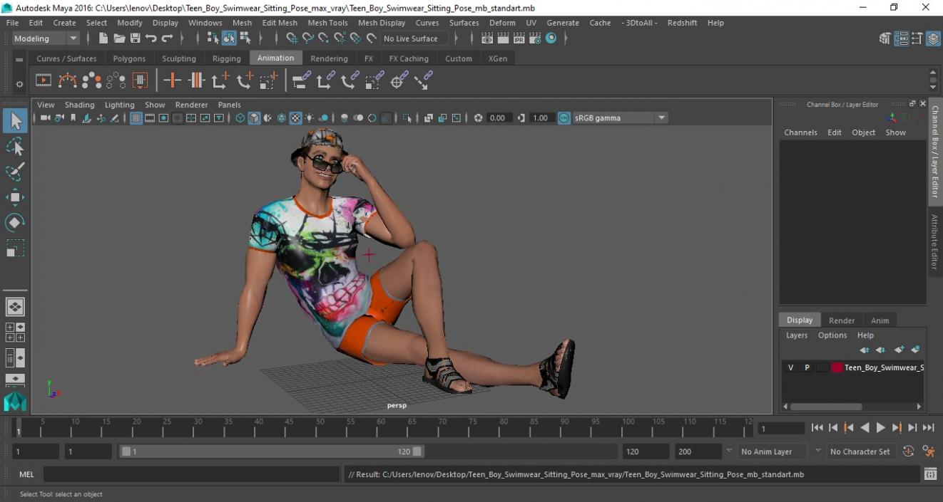 3D model Teen Boy Swimwear Sitting Pose