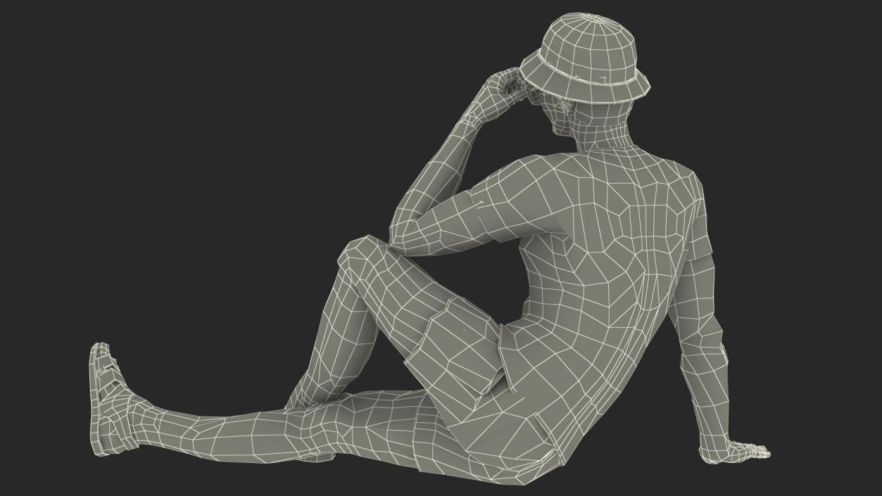 3D model Teen Boy Swimwear Sitting Pose