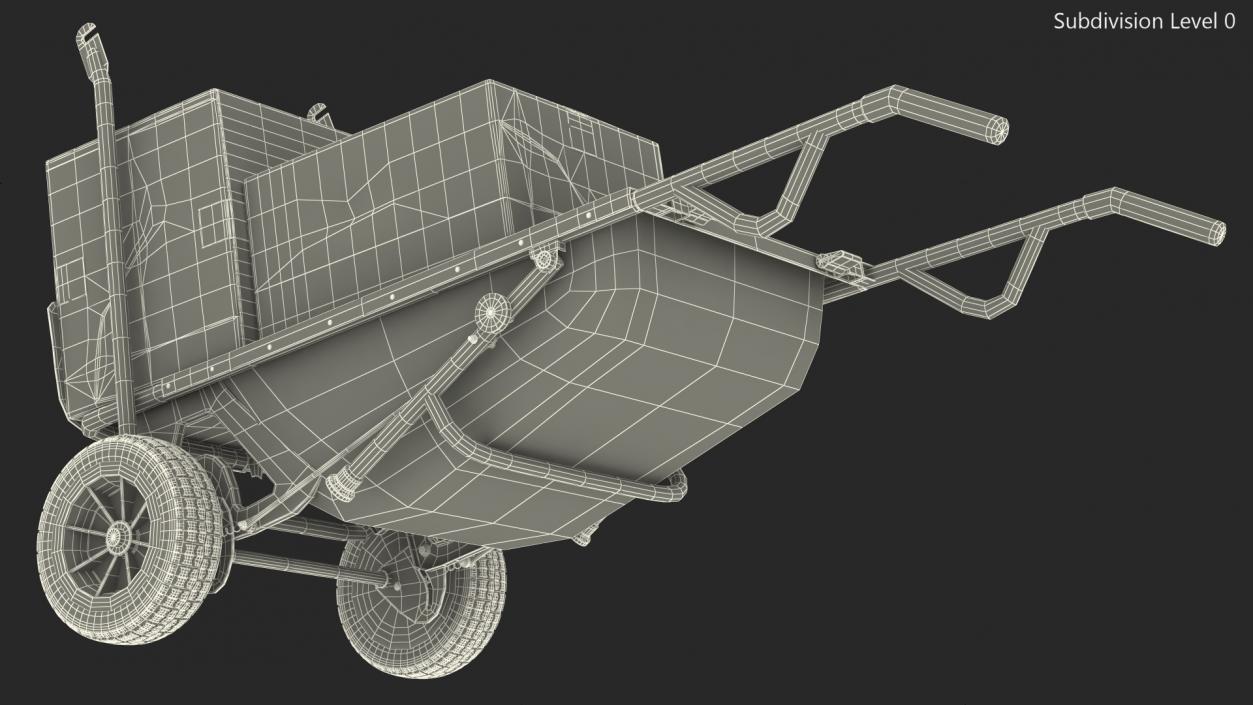 3D model Garden Cart with Cardboard Box