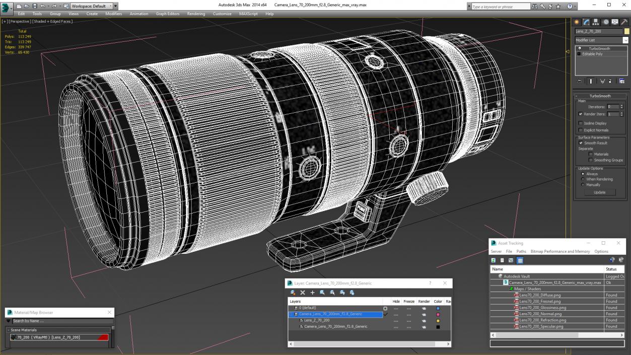 3D Camera Lens 70 200mm f2.8 Generic model