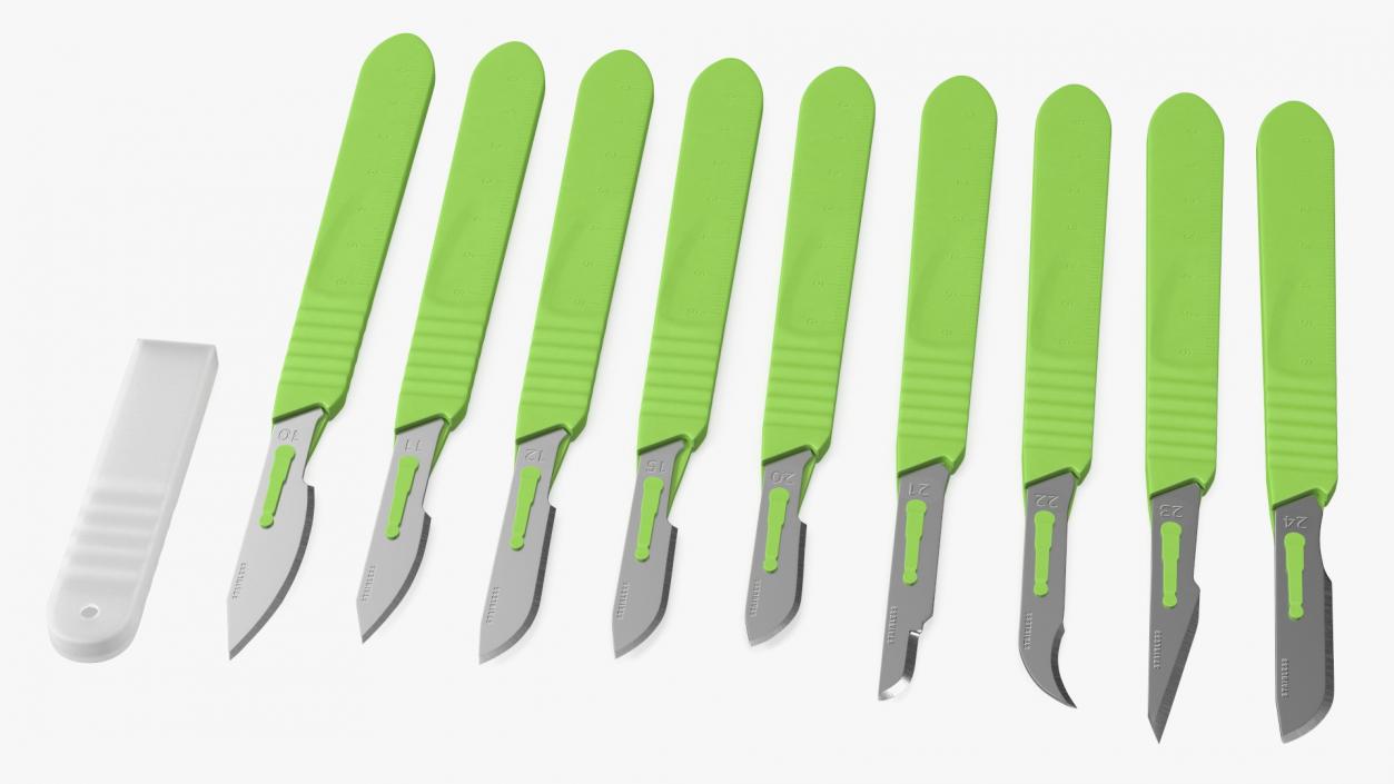 Cynamed Disposable Scalpels with Graduated Handles Set 3D model