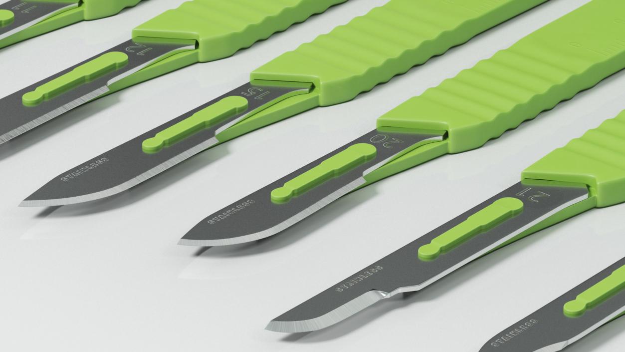 Cynamed Disposable Scalpels with Graduated Handles Set 3D model