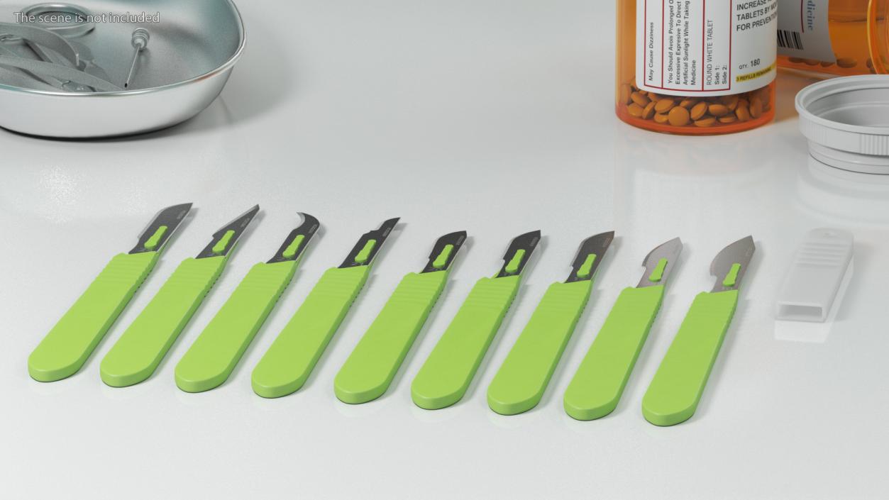 Cynamed Disposable Scalpels with Graduated Handles Set 3D model