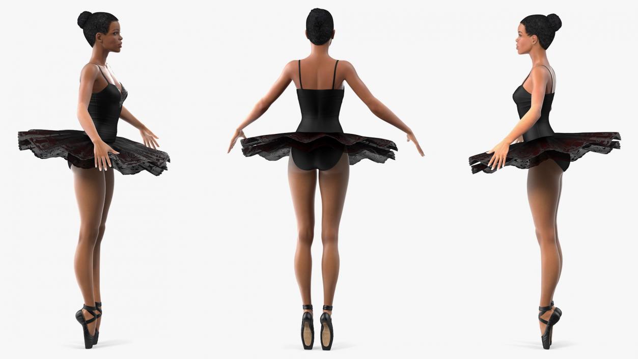 3D Light Skinned Black Ballerina T Pose