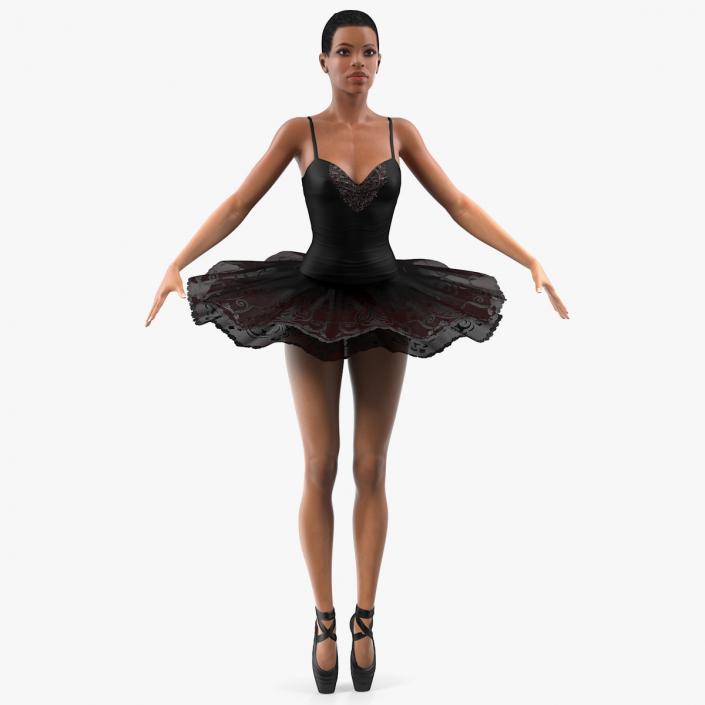 3D Light Skinned Black Ballerina T Pose