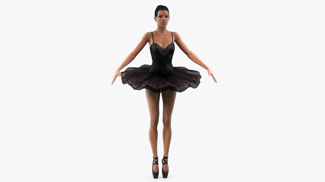 3D Light Skinned Black Ballerina T Pose