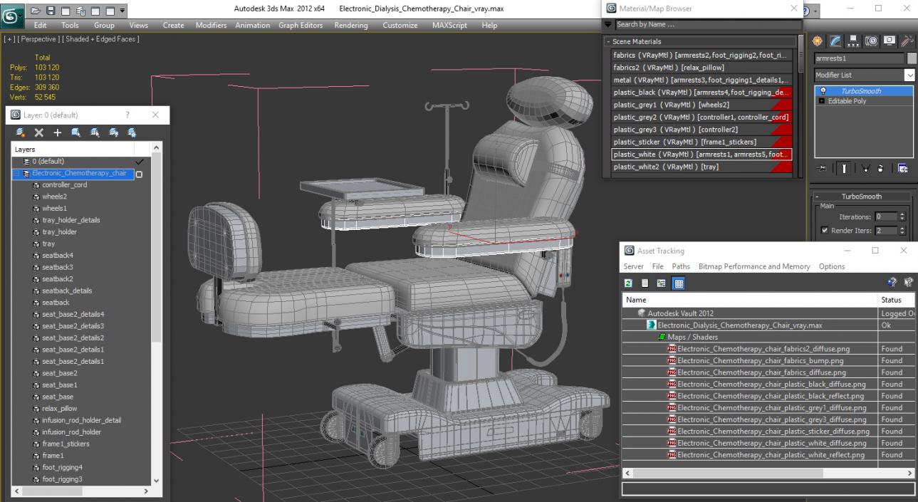 3D Electronic Dialysis Chemotherapy Chair model