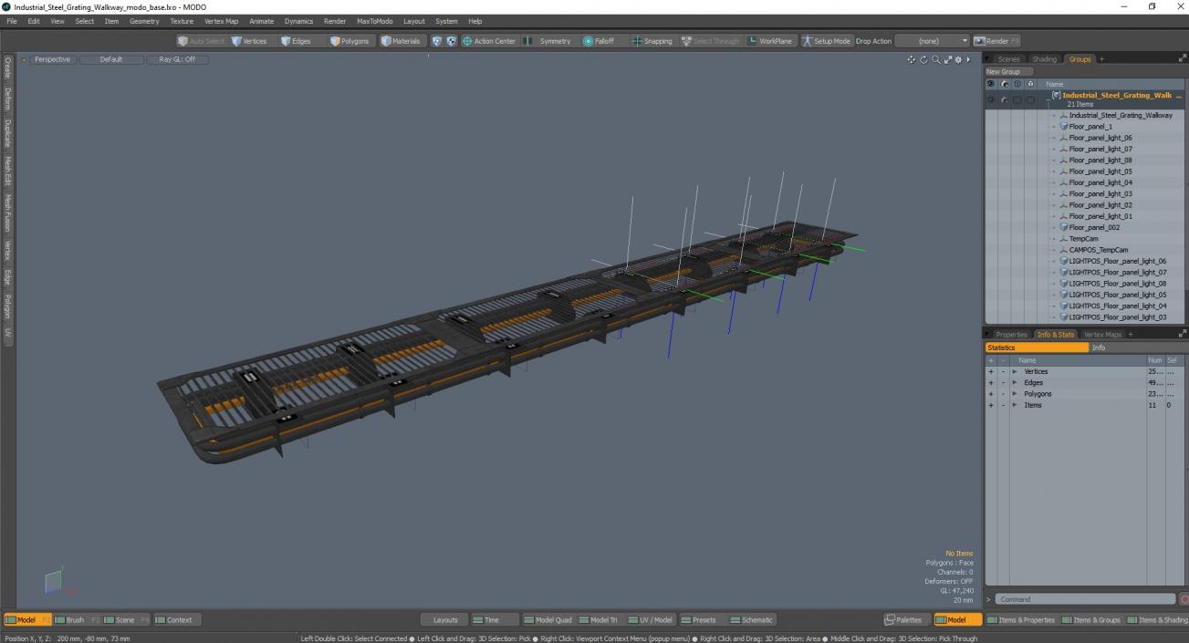 Industrial Steel Grating Walkway 3D