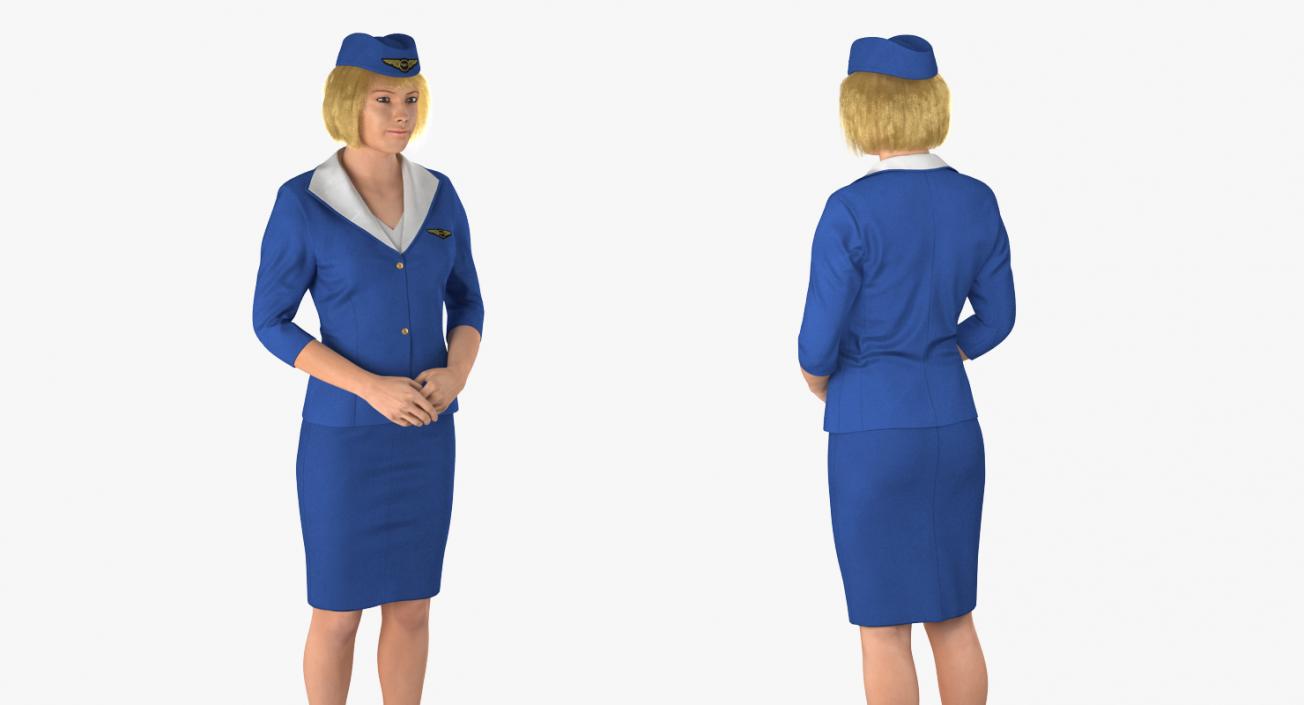 3D Commercial Airliner with Pilot and Stewardess Collection