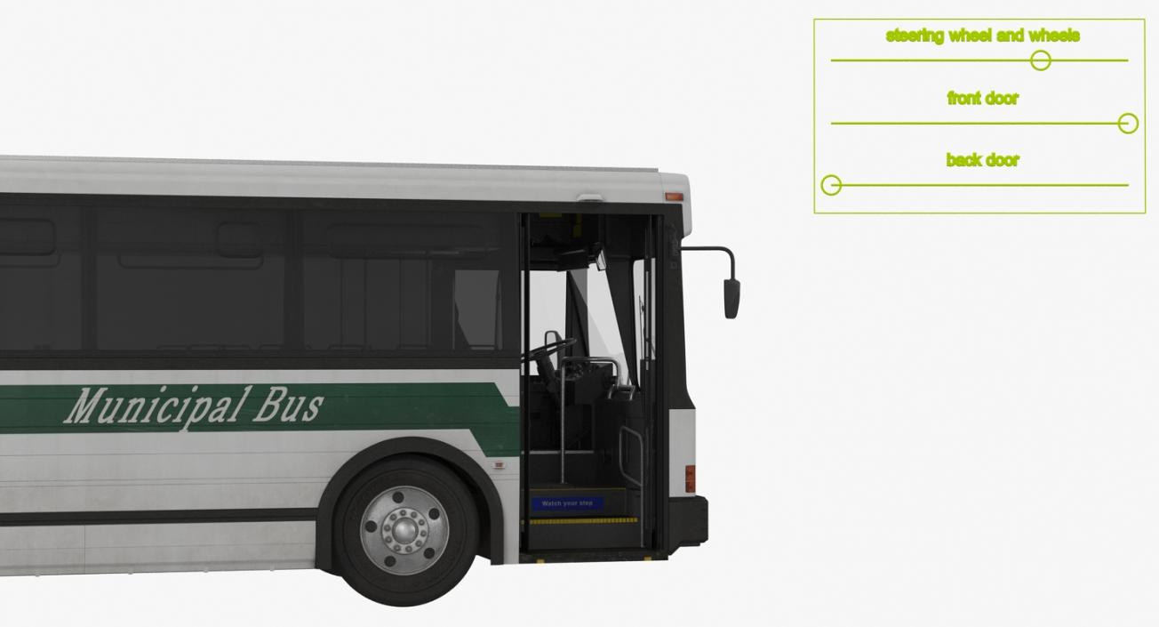 Flxible Metro D Transit Bus Rigged 3D model