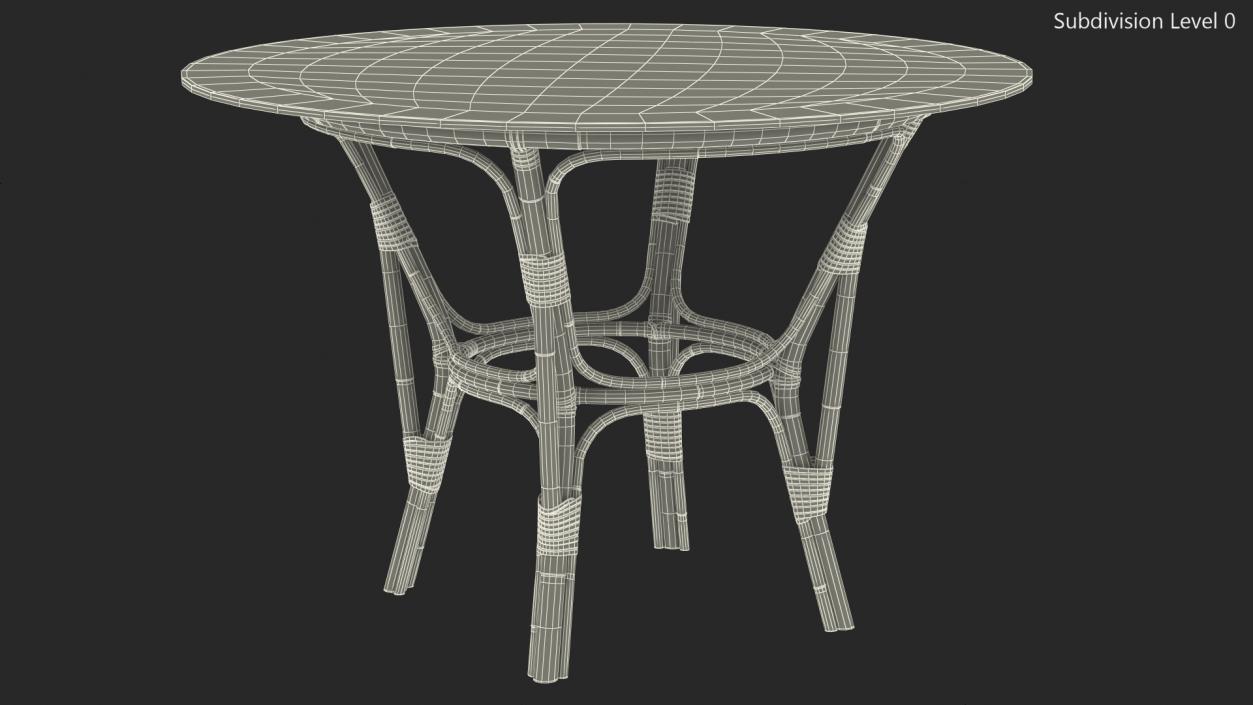 3D model Bamboo Round Dining Table with Glass Top