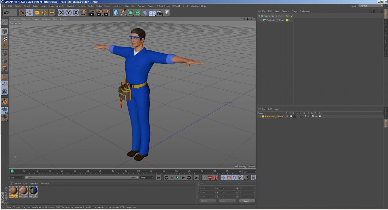 3D Electrician T-Pose model