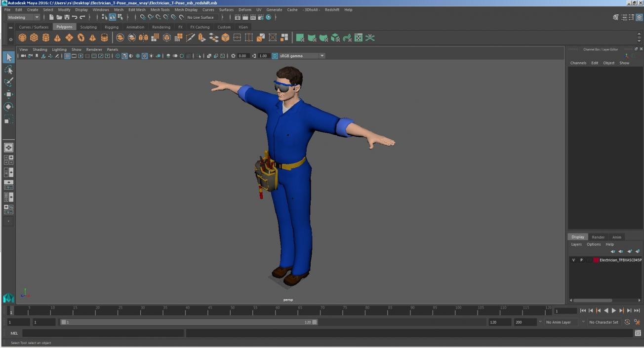 3D Electrician T-Pose model