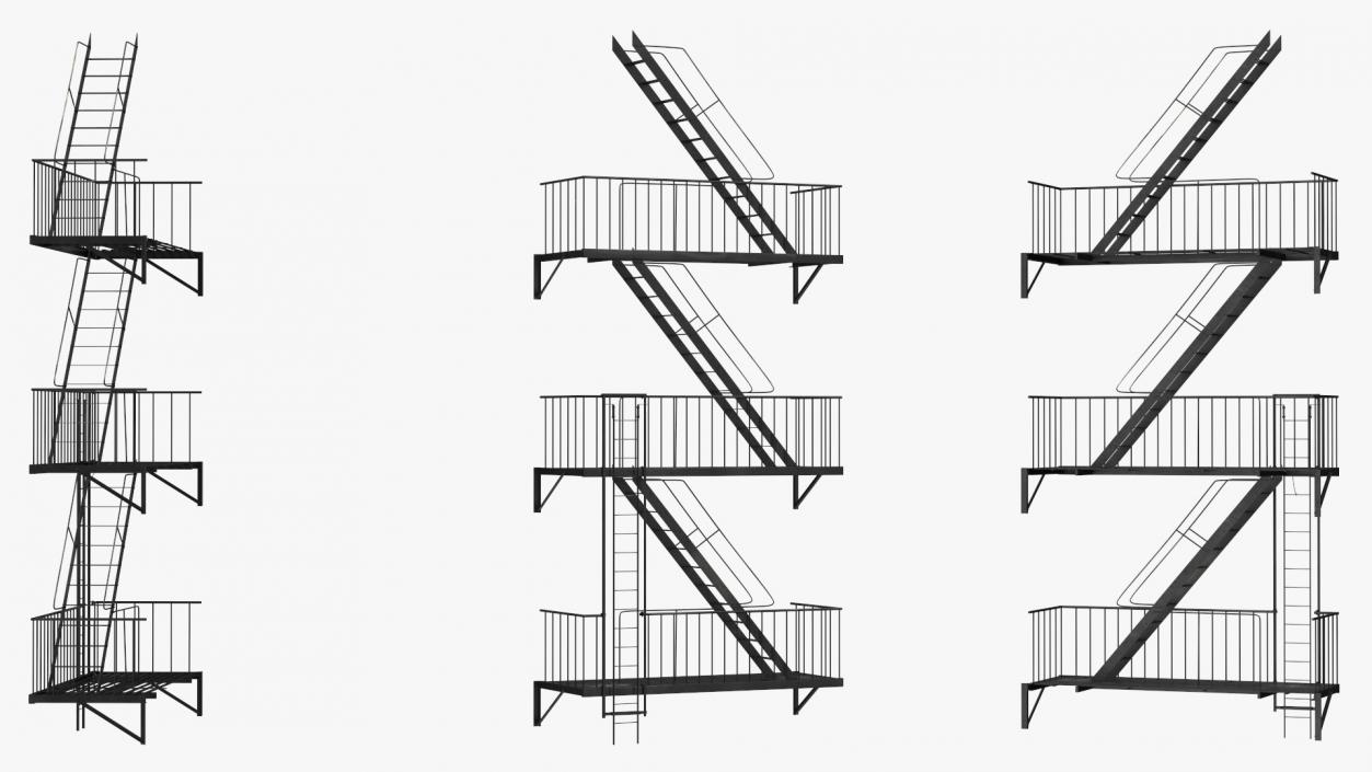 3D Fire Escape Staircase