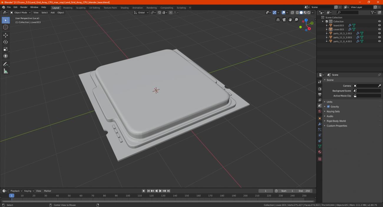 Land Grid Array CPU 3D model