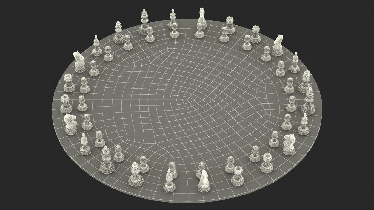 Circular 3 Person Chess Set 3D