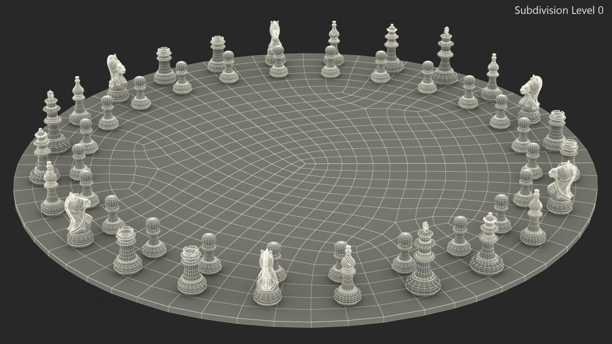 Circular 3 Person Chess Set 3D