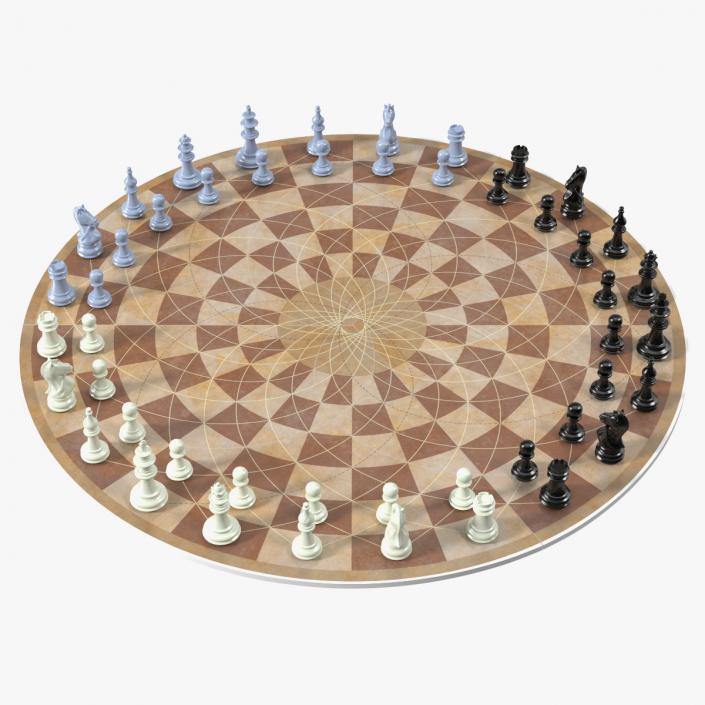 Circular 3 Person Chess Set 3D