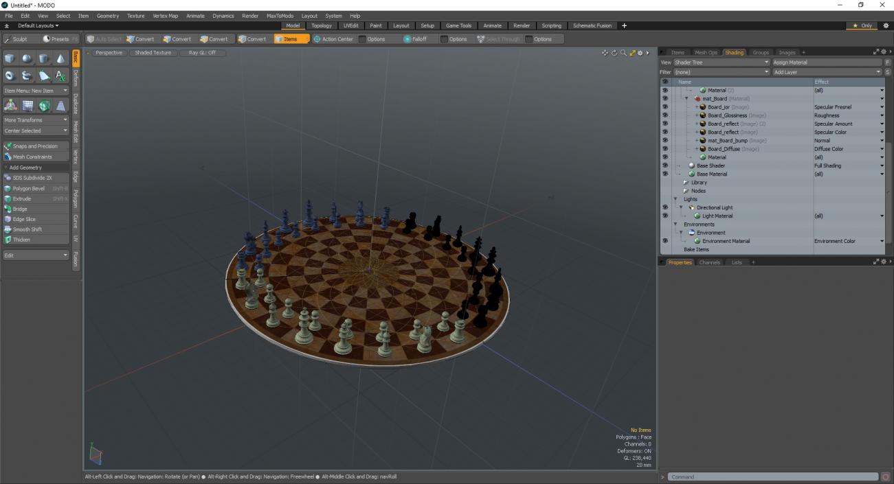 Circular 3 Person Chess Set 3D