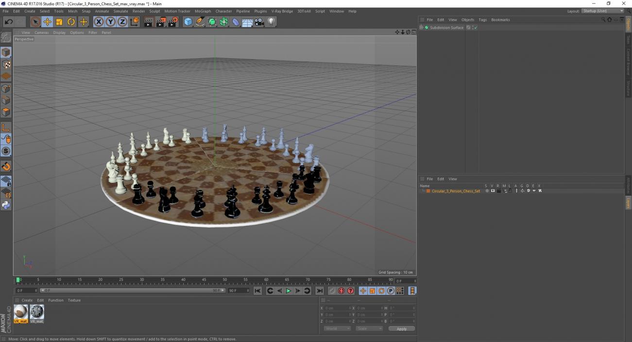 Circular 3 Person Chess Set 3D