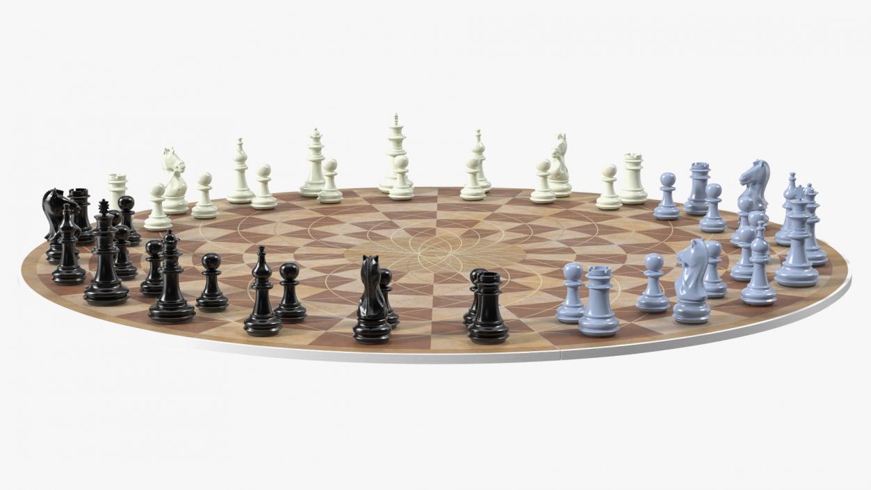 Circular 3 Person Chess Set 3D