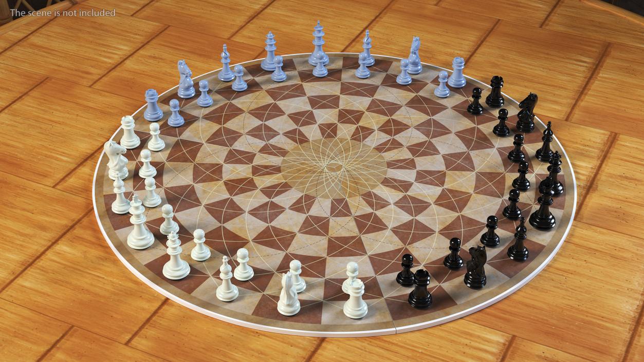 Circular 3 Person Chess Set 3D