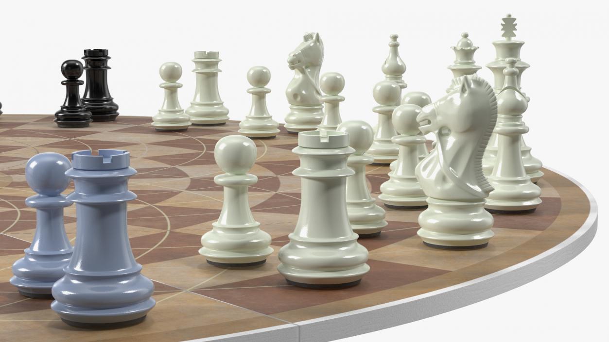 Circular 3 Person Chess Set 3D