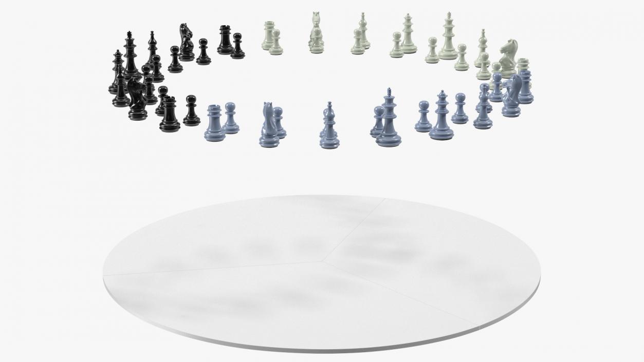 Circular 3 Person Chess Set 3D