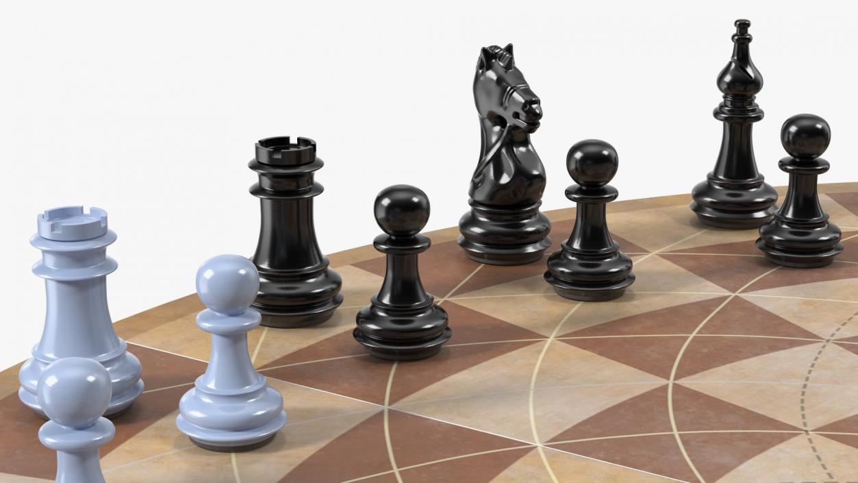 Circular 3 Person Chess Set 3D