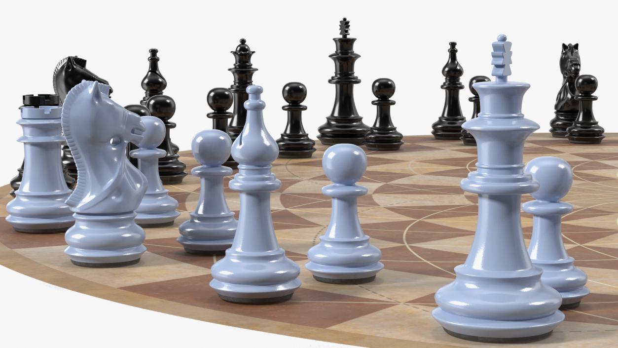 Circular 3 Person Chess Set 3D