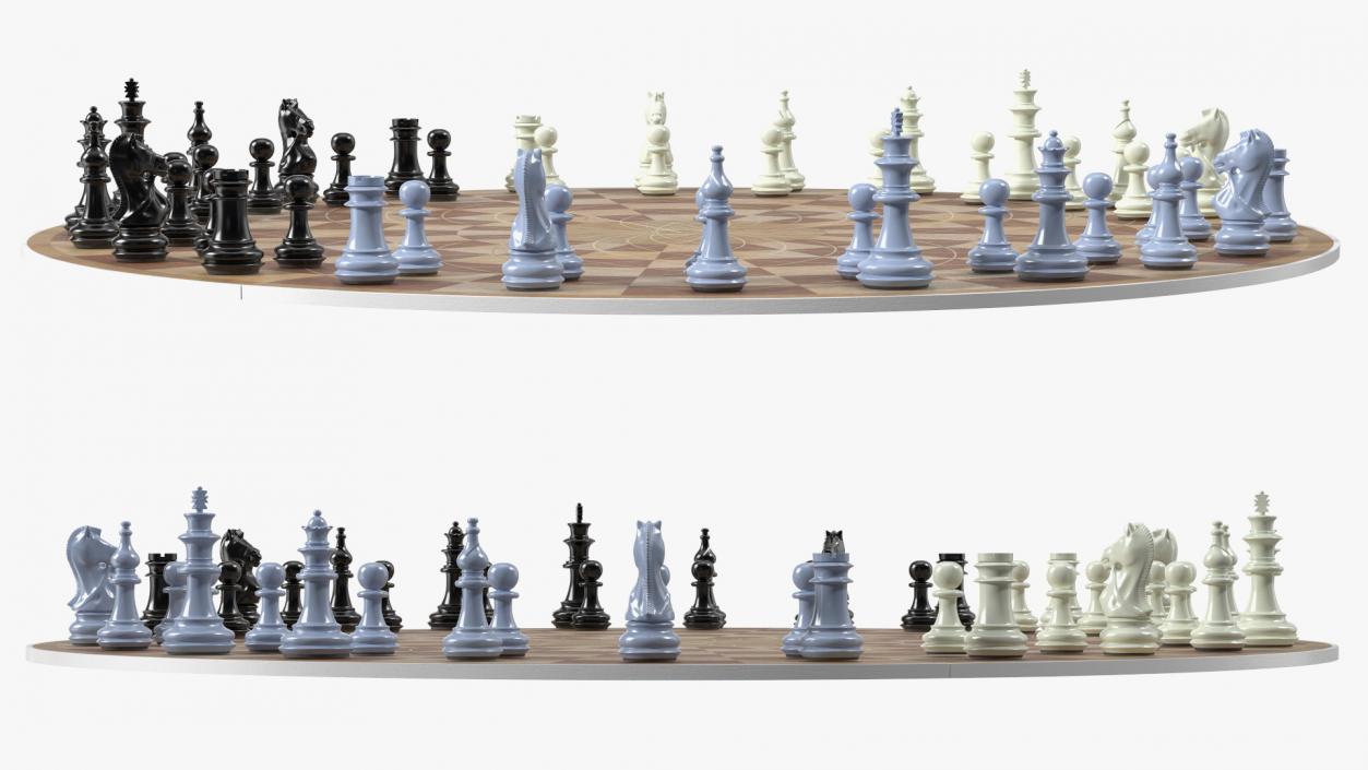 Circular 3 Person Chess Set 3D