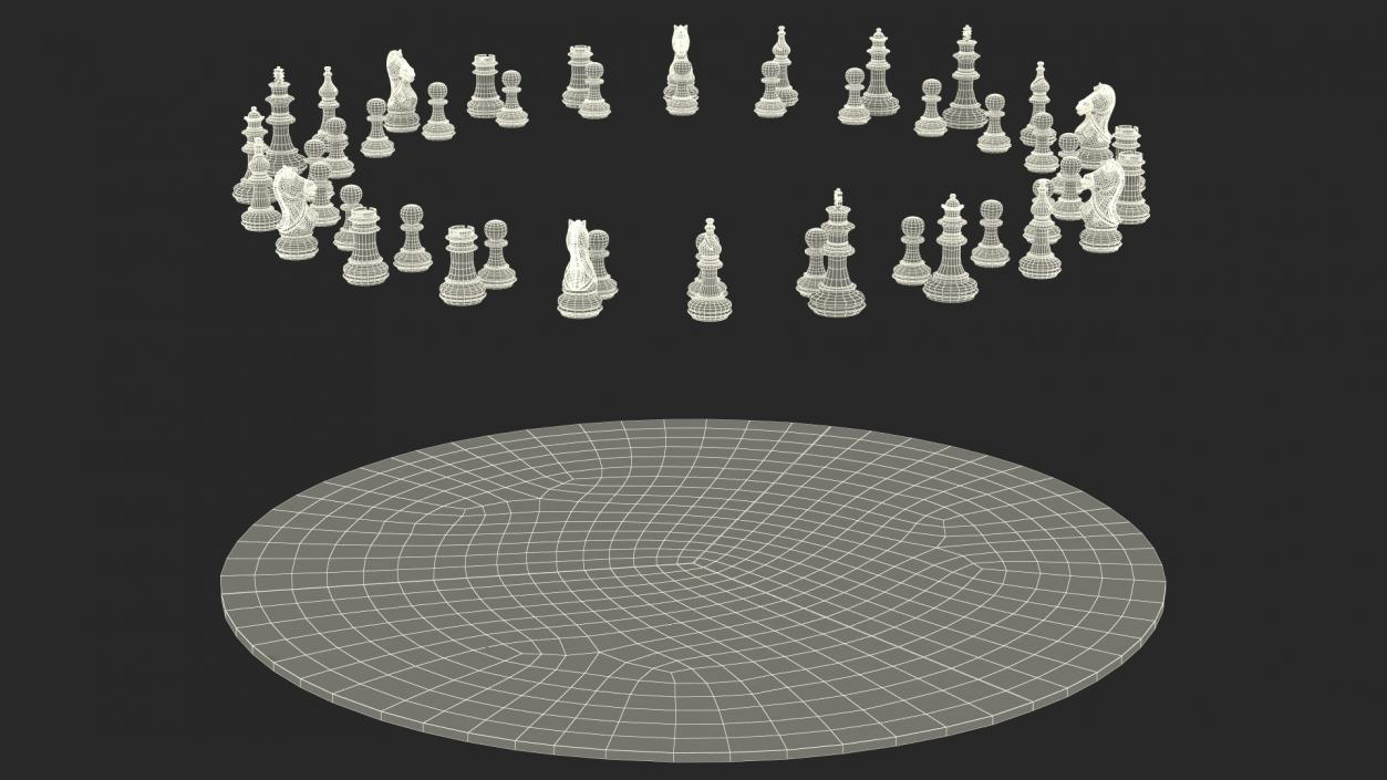 Circular 3 Person Chess Set 3D