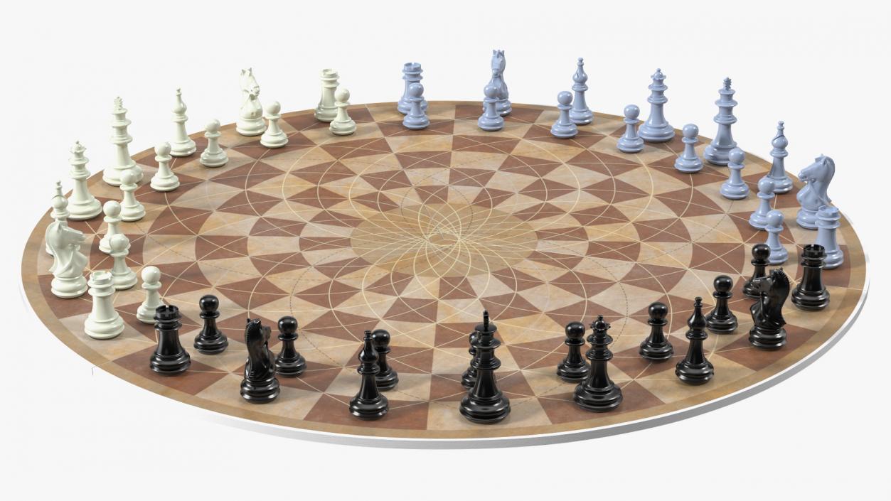 Circular 3 Person Chess Set 3D