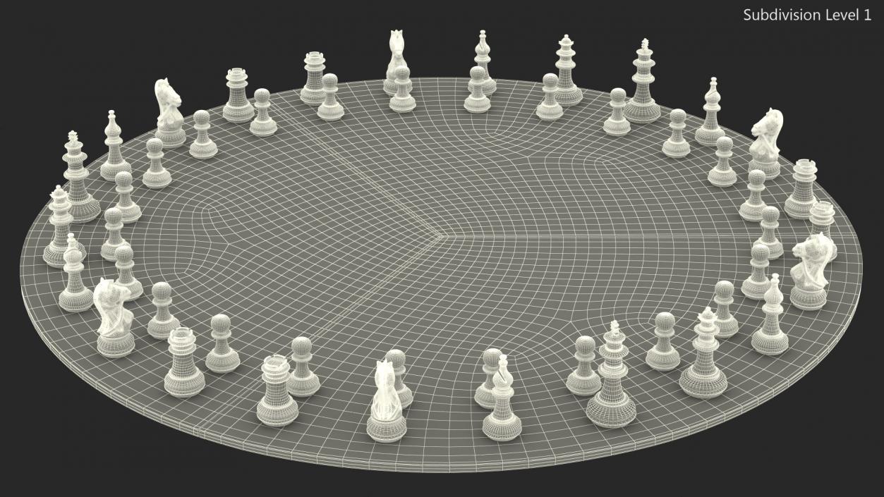 Circular 3 Person Chess Set 3D