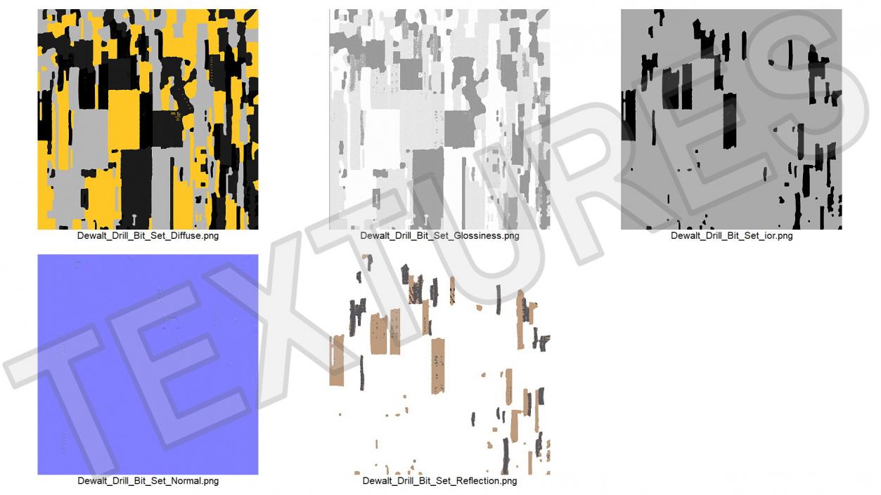 3D Gold Ferrous Pilot Point Drill Bit Set model