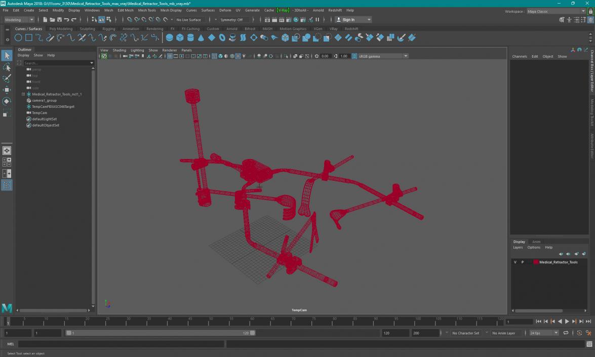 3D Medical Retractor Tools model