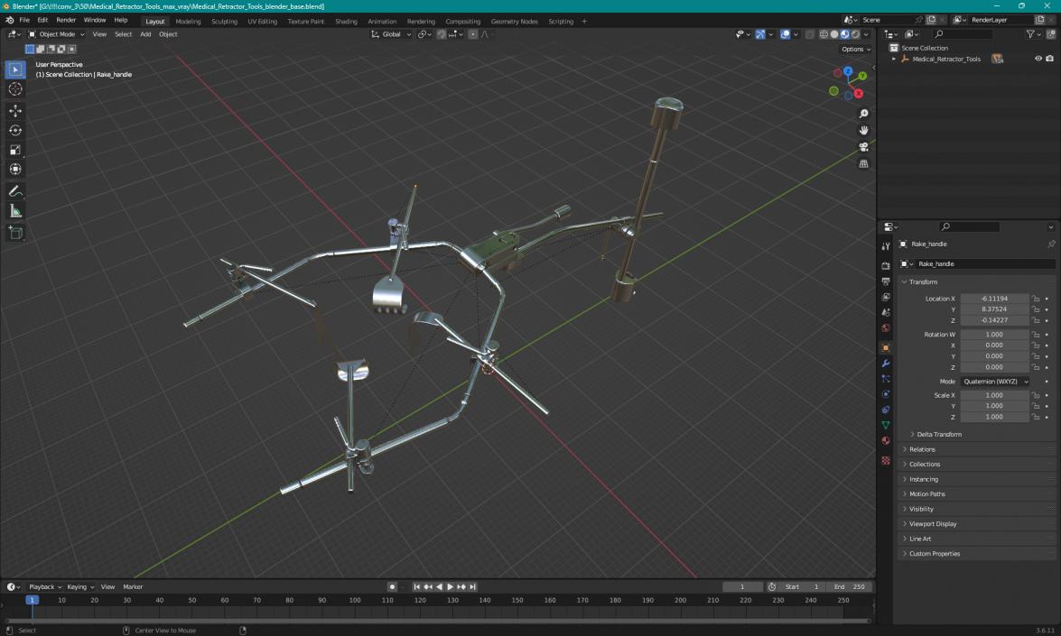 3D Medical Retractor Tools model