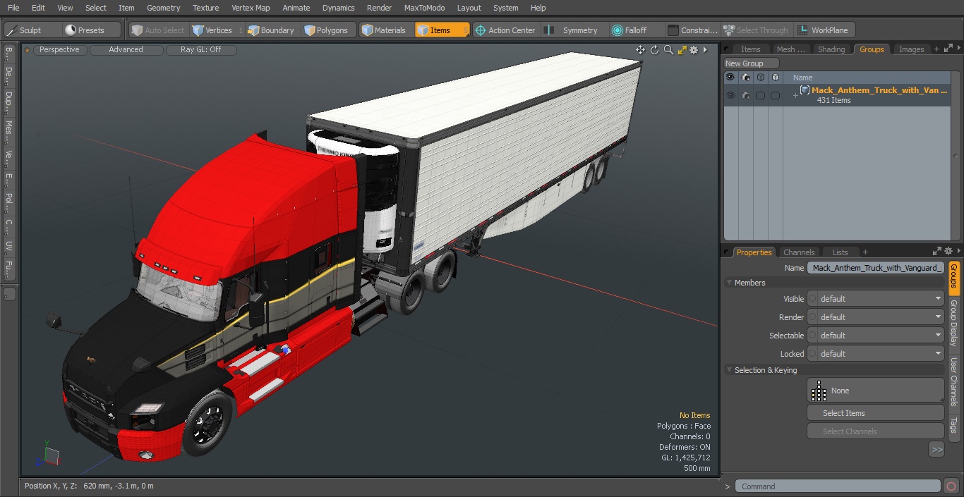 3D Mack Anthem Truck with Vanguard Reefer Trailer