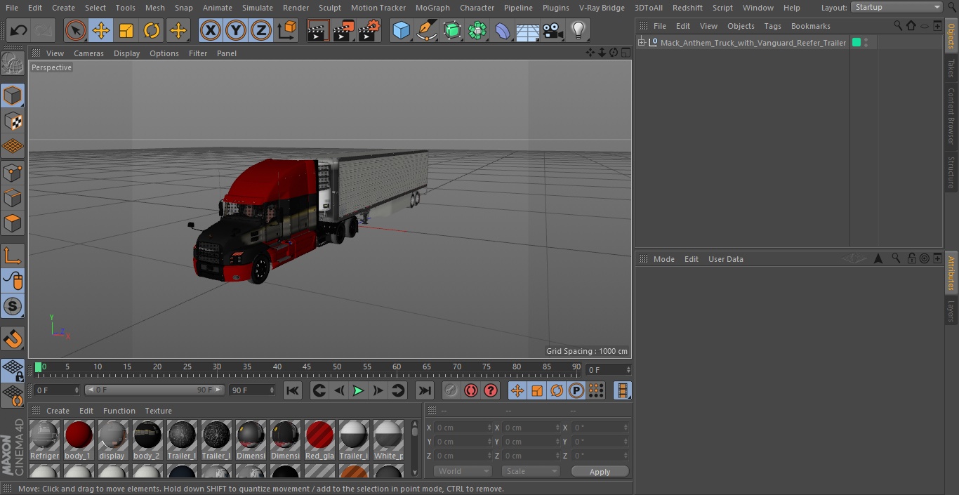 3D Mack Anthem Truck with Vanguard Reefer Trailer